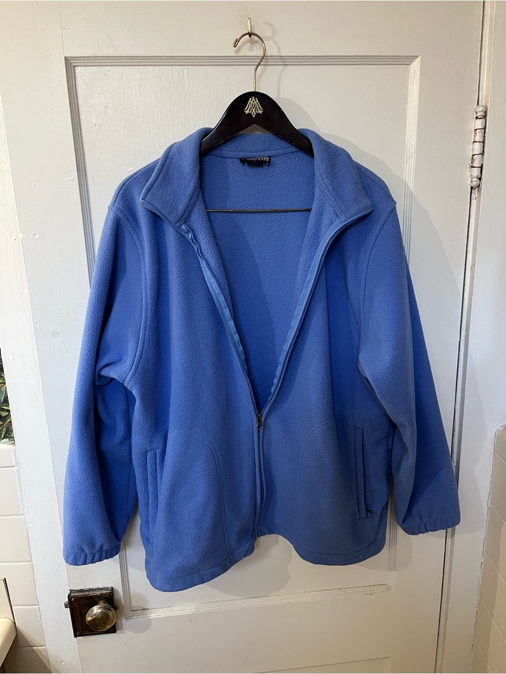 VTG Lands’ End Cornflower Blue Full Zip Fleece Jacket Women’s XL EUC